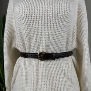 Vintage 90s Equestrian Heritage Preppy Old Money Leather Belt Women 26 Black
